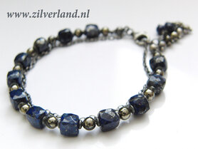 Sterling Zilveren Armband met Lapis Lazuli en Pyriet