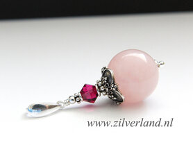 Sterling Zilveren Hanger met Rozenkwarts