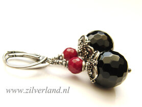 Handgemaakte Zilveren Oorbellen met Onyx en Jade