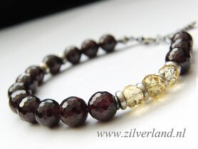 Zilveren Armband met Granaat en Citrien