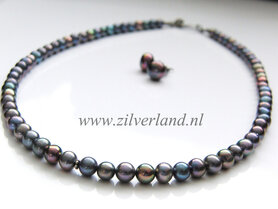 Gereserveerd, Set- Ketting, Armband en Oorstekers met Zoetwaterparels