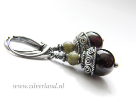 Edelstenen Oorbellen met Granaat en Toermalijn