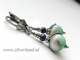 Edelstenen Oorbellen met Amazoniet en Lapis Lazuli
