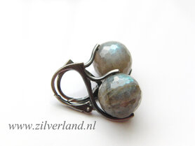 Zilveren Oorbellen met Labradoriet Halfedelstenen