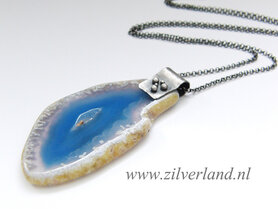 Zilveren Ketting met Agaat Hanger "Out of Space"