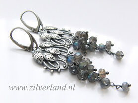 Zilveren Edelstenen Oorbellen met Labradoriet