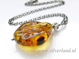 - Zilveren Ketting met Barnsteen