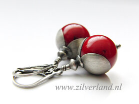 Sterling Zilveren Oorbellen met Koraal