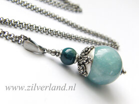 Handgemaakte Ketting met Aquamarijn en Apatiet