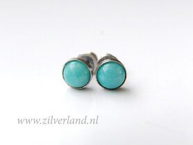 Handgemaakte Zilveren Oorstekers met Amazoniet