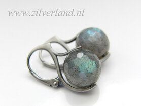 Zilveren Oorbellen met Labradoriet Edelstenen 