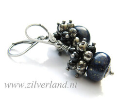 Edelstenen Oorbellen met  Lapis Lazuli en Pyriet