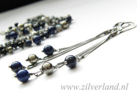 Zilveren Oorbellen met Lapis Lazuli en Pyriet