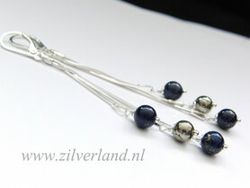 Zilveren  Oorbellen met Lapis Lazuli en Pyriet