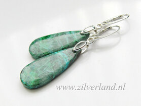 Sterling Zilveren Oorbellen met Chrysocolla
