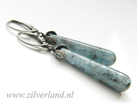 Sterling Zilveren Oorbellen met Kyaniet