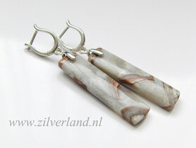 Sterling Zilveren Oorbellen met Crazy Lace Rosetta Jaspis
