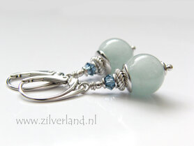 Handgemaakte Edelsteen Oorbellen met Aquamarijn- Gerhodineerd