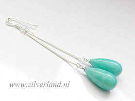 Sterling Zilveren Oorbellen met Blauwe Amazoniet