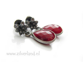 Handgemaakte Oorstekers met Robijn Edelstenen