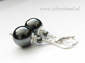 Edelstenen Zilveren Oorbellen met Hematiet
