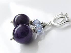 Edelstenen Oorbellen met Amethist en Swarovski 