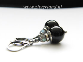 Edelstenen Oorbellen met Onyx en Labradoriet