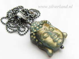 -Sterling Zilveren Ketting met Labradoriet "Buddha"