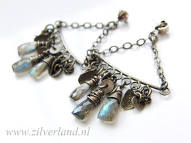 Zilveren Edelstenen Oorstekers met Labradoriet